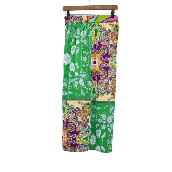 Bailey 44 Colorful Patchwork Satin Knotted Waist Front Slit Midi Pencil Skirt - Picture 5 of 11